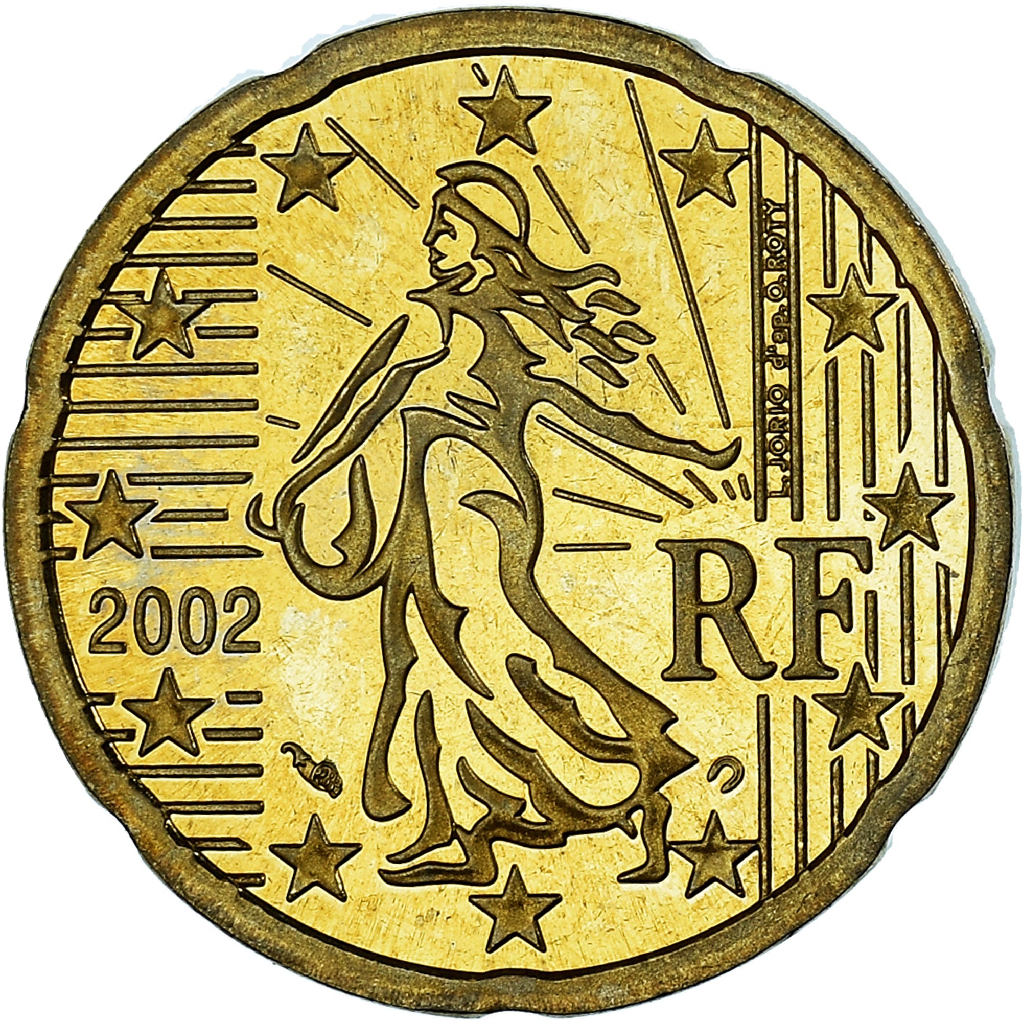 France, 20 Euro Cent, 2002, Paris, Proof / BE, MS(65-70), Brass, Gadoury:5.