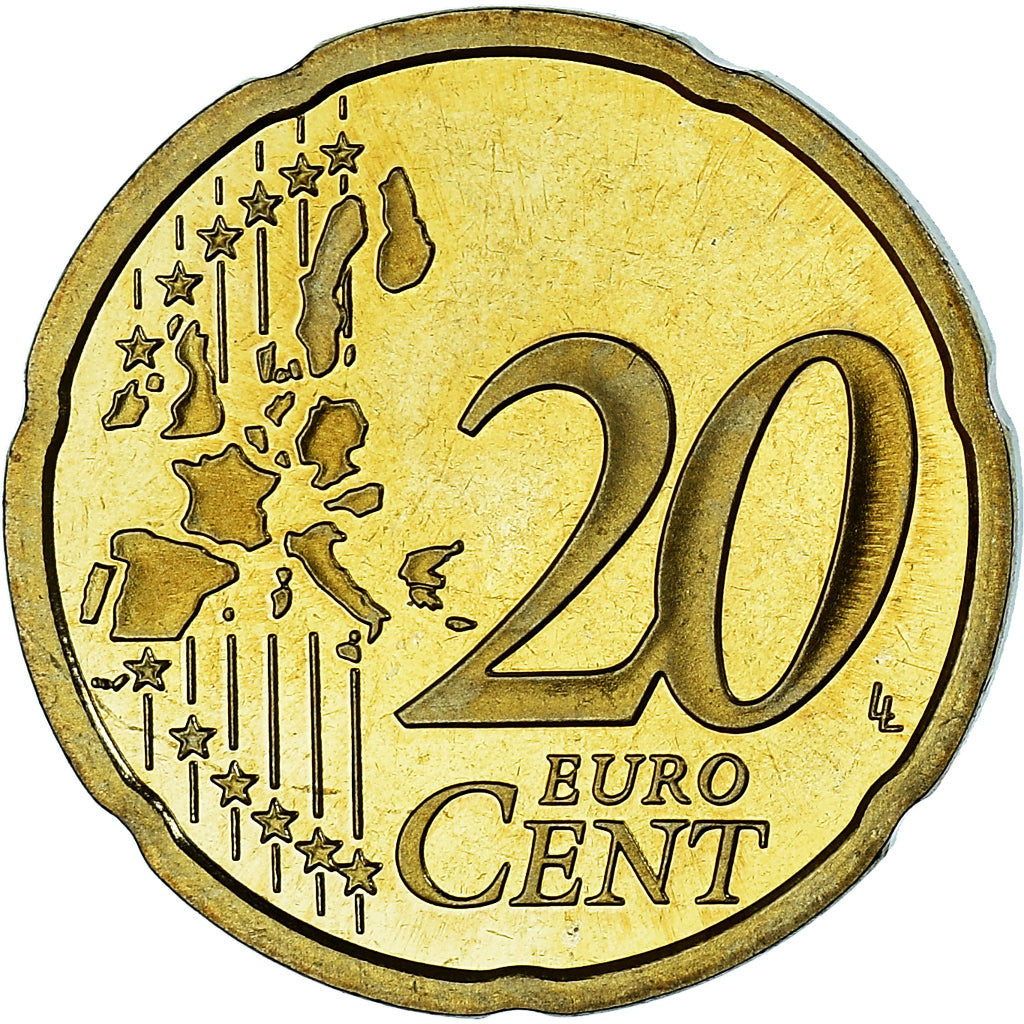 France, 20 Euro Cent, 2002, Paris, Proof / BE, MS(65-70), Brass, Gadoury:5.