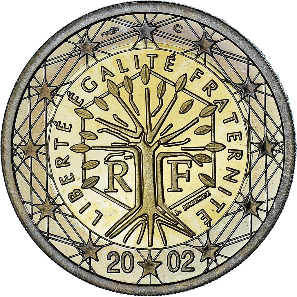 France, 2 Euro, 2002, Paris, Proof / BE, MS(65-70), Bi-Metallic, Gadoury:8.
