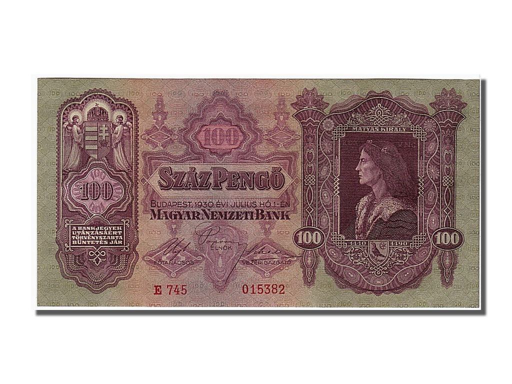 Hungary, 100 Pengö, 1930, KM #98, 1930-07-01, UNC(65-70), 015382