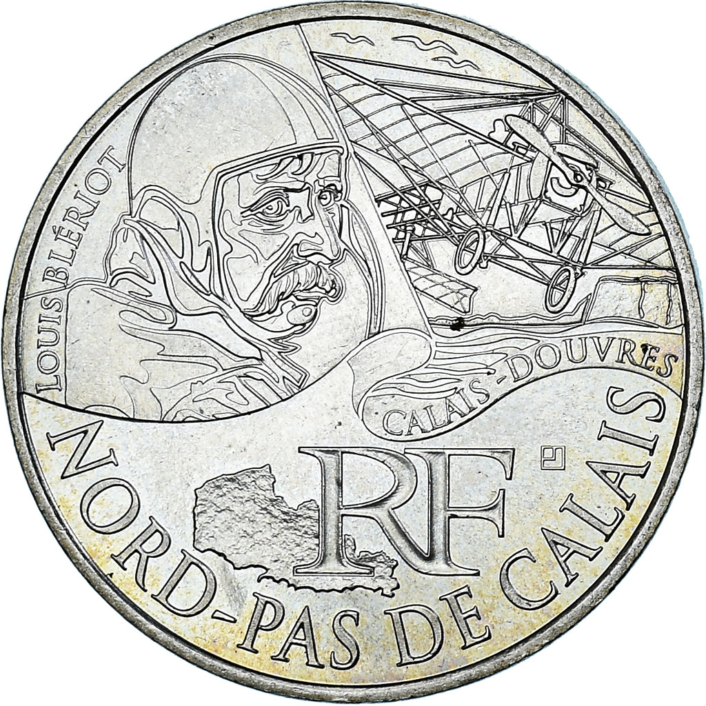 France, 10 Euro, 2012, Paris, Nord-Pas De Calais, AU(55-58), Silver