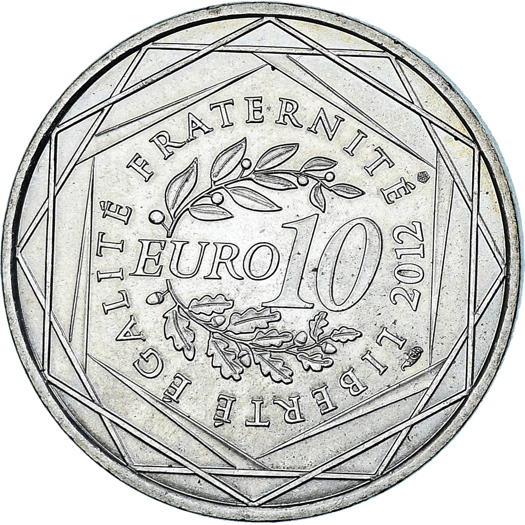 France, 10 Euro, 2012, Paris, Nord-Pas De Calais, AU(55-58), Silver