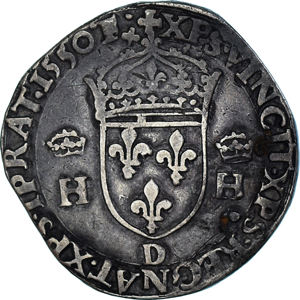 Moneta, Francja, Henri II, Teston au buste lauré, 1550, Lyon, Rzadkie