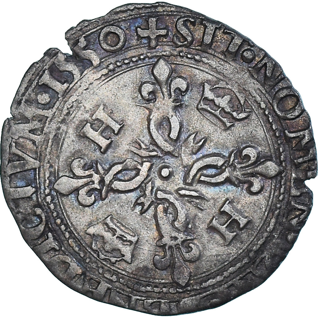 Munten, Frankrijk, Henri II, Douzain aux croissants, 1550, Toulouse, ZF, Billon