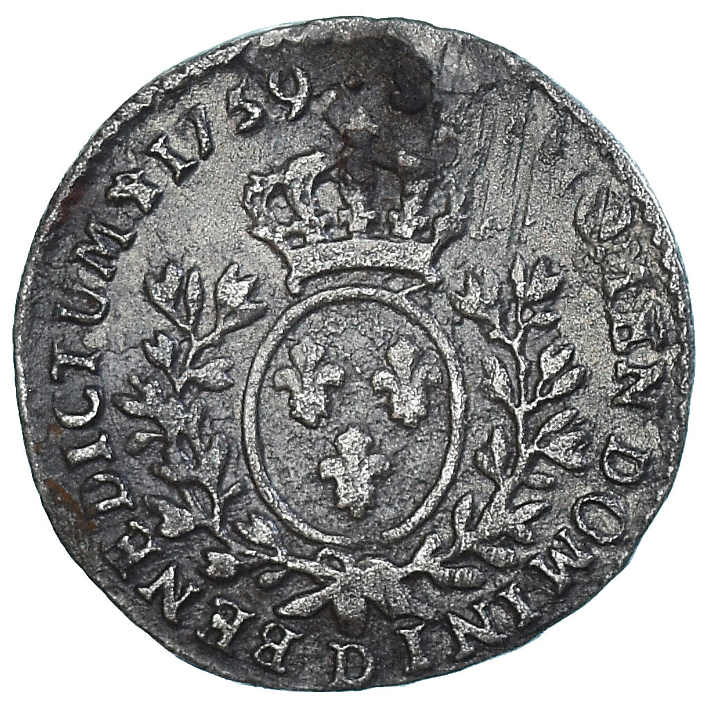 Coin, France, Louis XV, 1/10 Écu au bandeau, 1759, Lyon, Rare, VF(30-35)