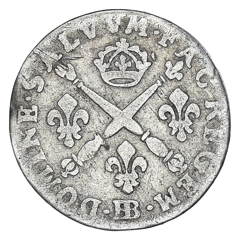 Moneta, Francja, Louis XIV, 5 Sols aux insignes,1/16 ECU, 1704, Strasbourg