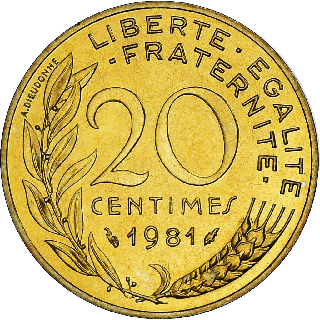 Moneta, Francja, Marianne, 20 Centimes, 1981, Paris, série FDC, MS(65-70)