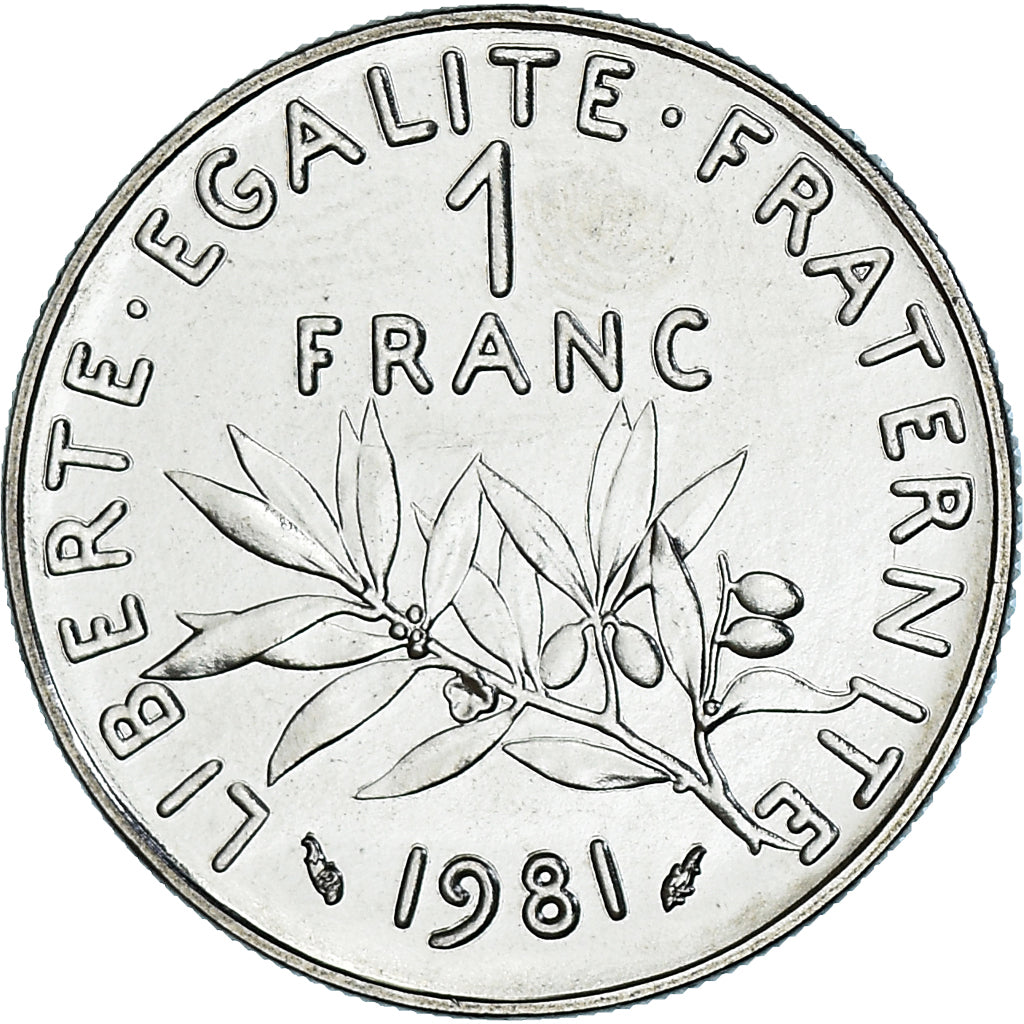Moneta, Francja, Semeuse, Franc, 1981, Paris, série FDC, MS(65-70), Nikiel