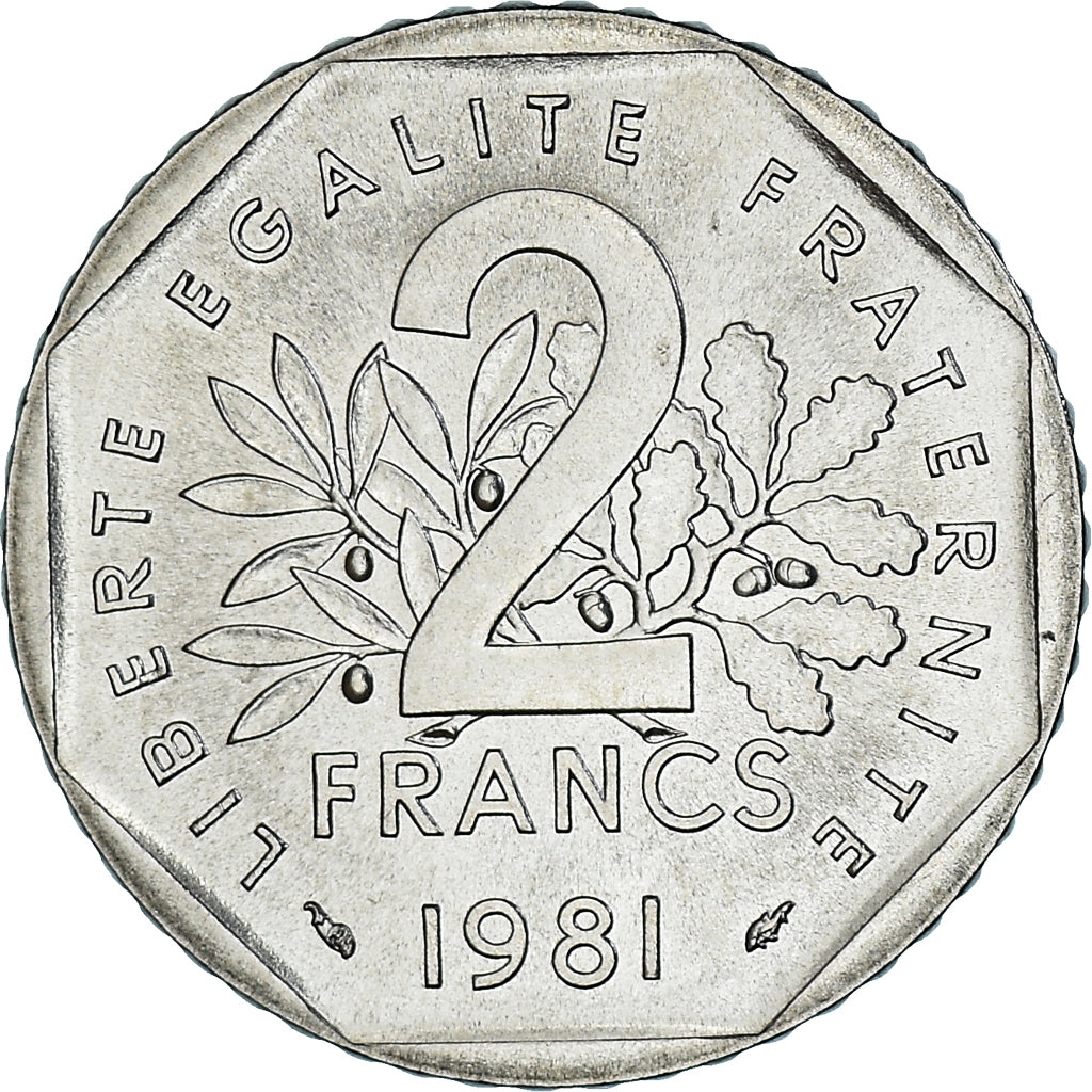 Münze, Frankreich, Semeuse, 2 Francs, 1981, Paris, série FDC, STGL, Nickel