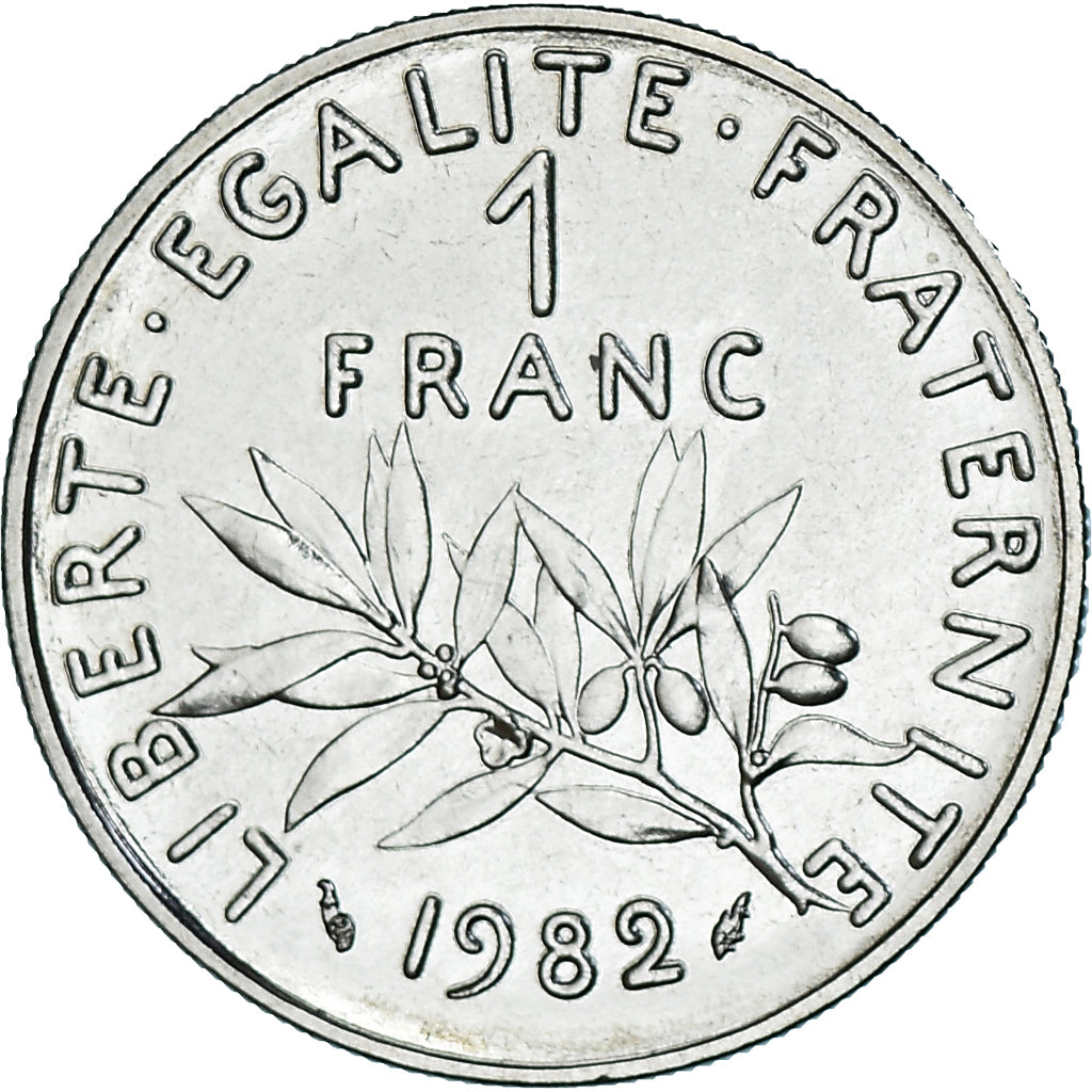 Moeda, França, Semeuse, Franc, 1982, Paris, série FDC, MS(65-70), Níquel