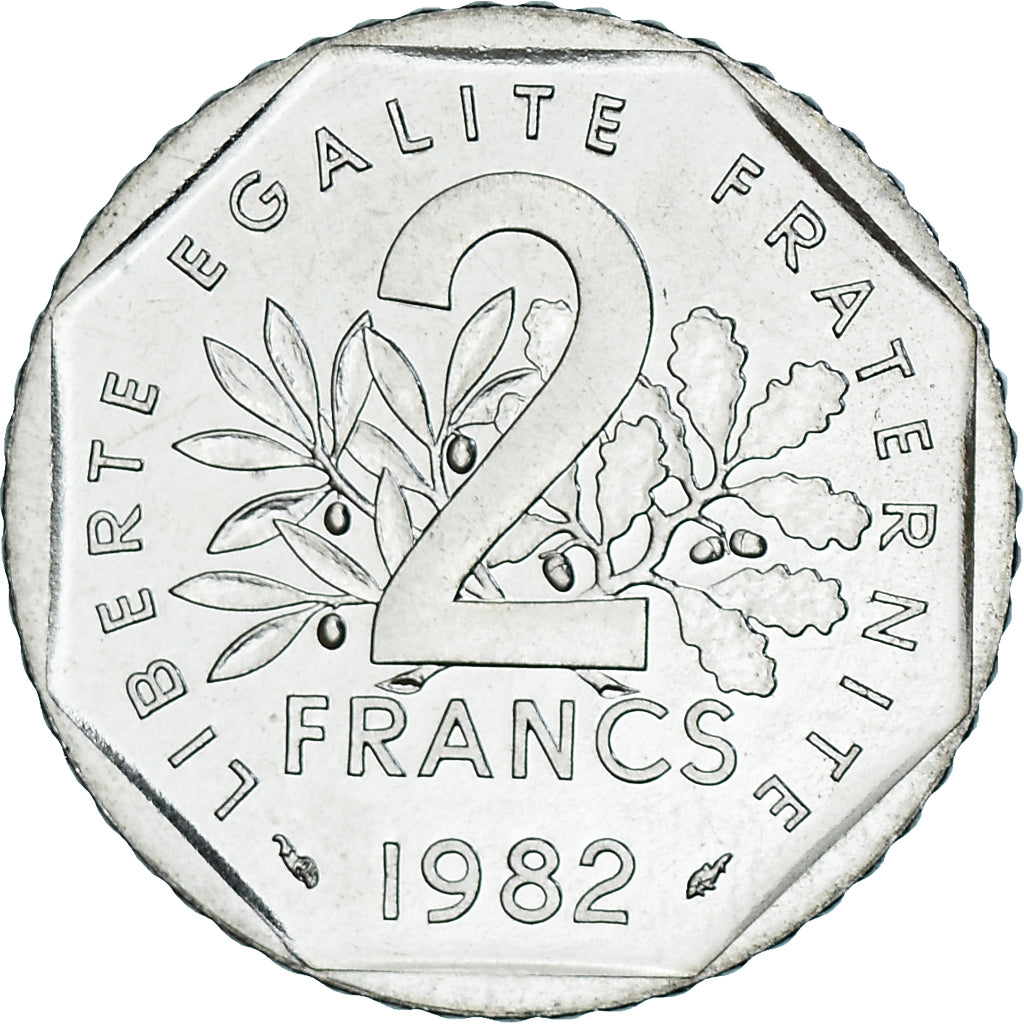 Coin, France, Semeuse, 2 Francs, 1982, Paris, série FDC, MS(65-70), Nickel