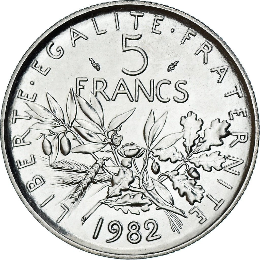 Coin, France, Semeuse, 5 Francs, 1982, Paris, série FDC, MS(65-70), Nickel Clad
