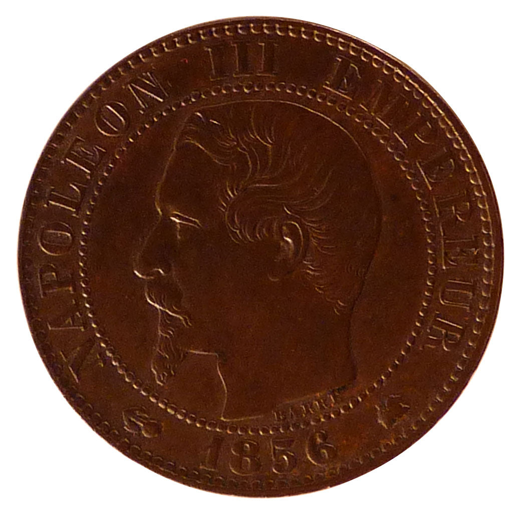 FRANCE, Napoléon III, 5 Centimes, 1856, Strasbourg, KM #777.3, AU(55-58), Bronze