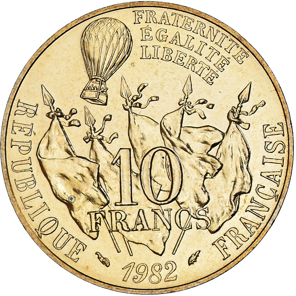 Moeda, França, Gambetta, 10 Francs, 1982, Paris, série FDC, MS(65-70)