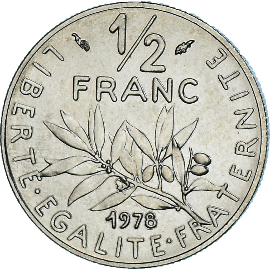 Moeda, França, Semeuse, 1/2 Franc, 1978, Paris, série FDC, MS(65-70), Níquel