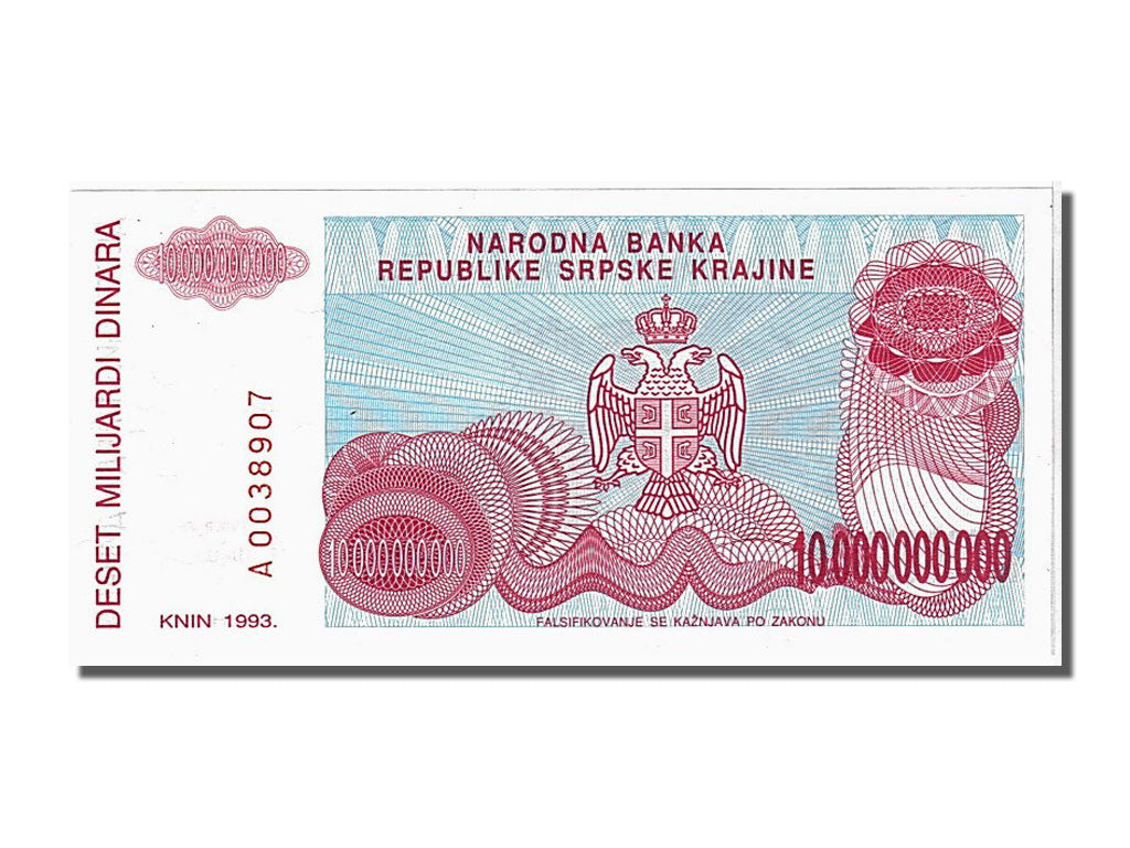Banconote, Croazia, 10 Milliard Dinara, 1993, FDS