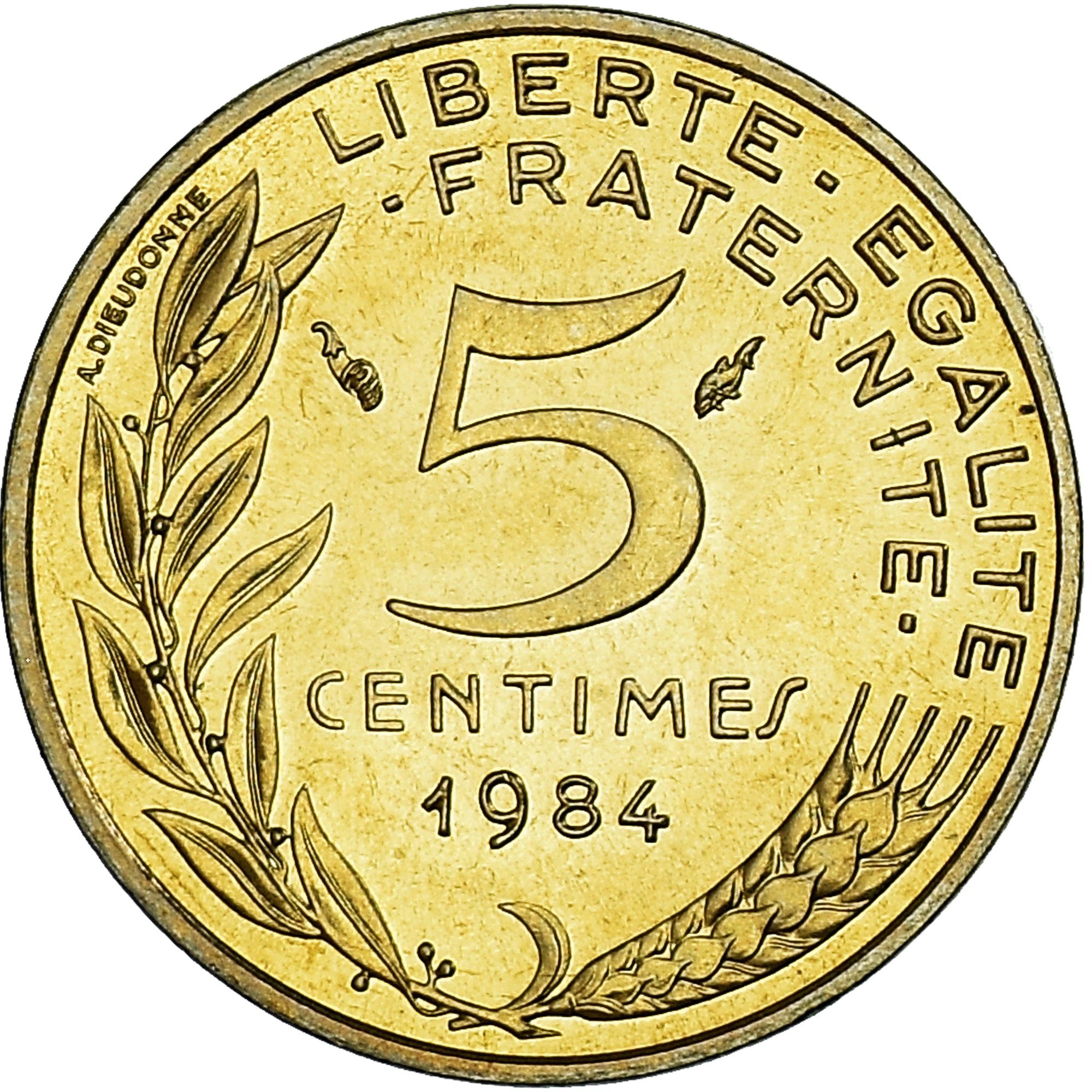 Moneda, Francia, Marianne, 5 Centimes, 1984, Paris, série FDC, FDC, Aluminio -