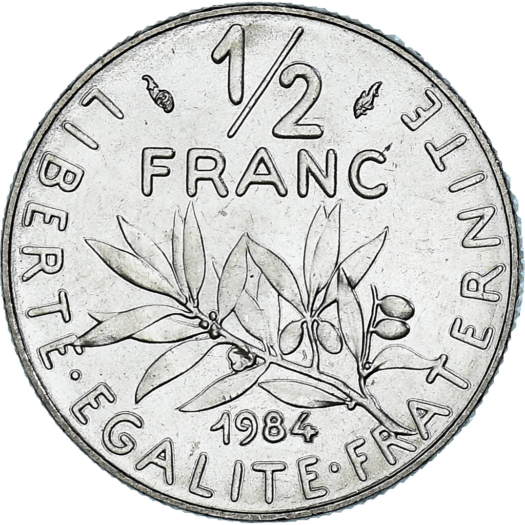 Moeda, França, Semeuse, 1/2 Franc, 1984, Paris, série FDC, MS(65-70), Níquel