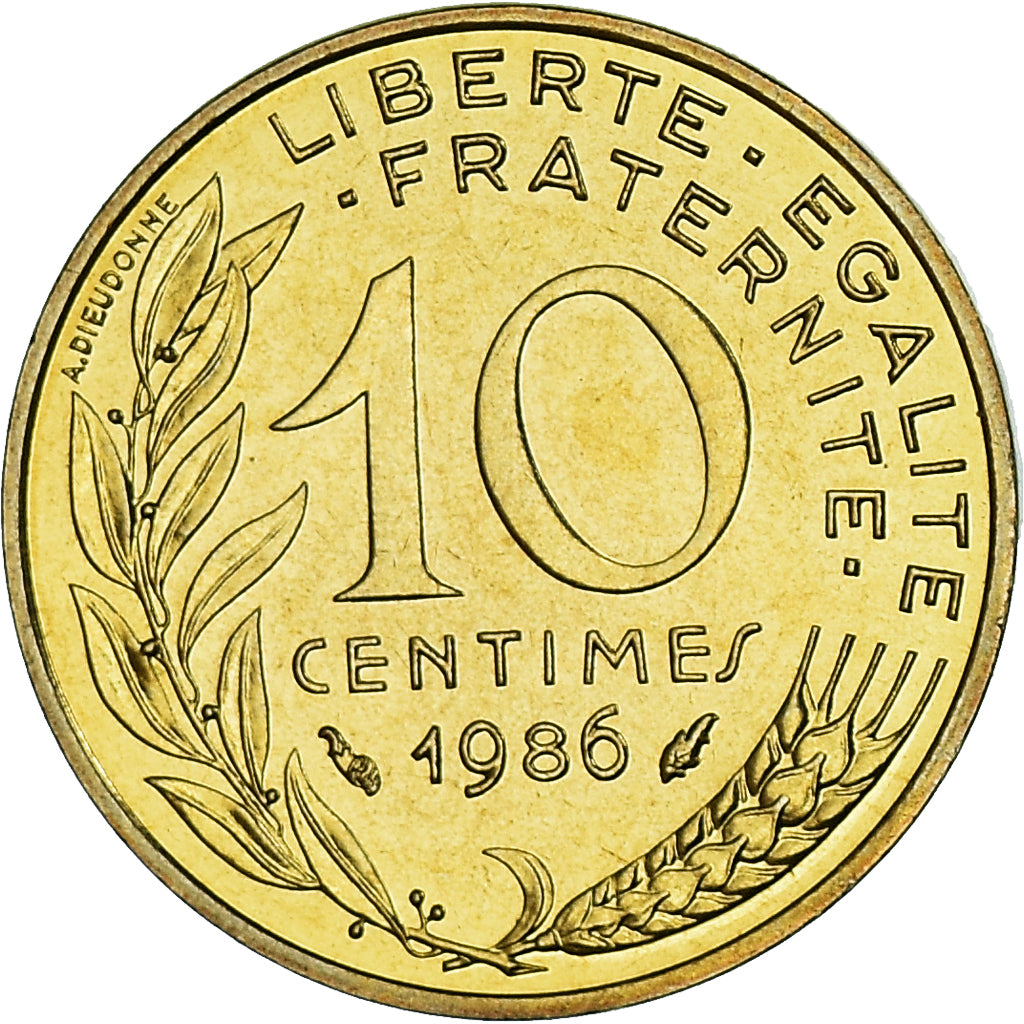 Munten, Frankrijk, Marianne, 10 Centimes, 1986, Paris, série FDC, FDC