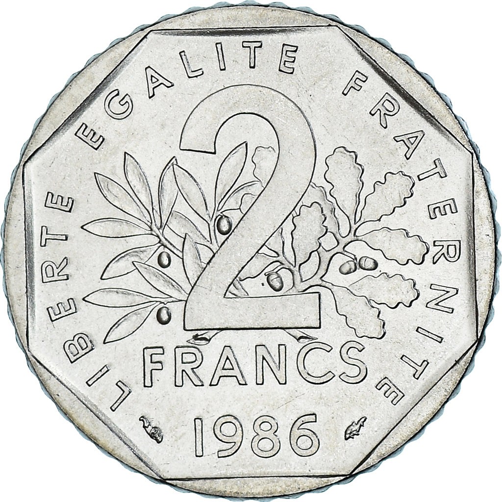 Coin, France, Semeuse, 2 Francs, 1986, Paris, série FDC, MS(65-70), Nickel