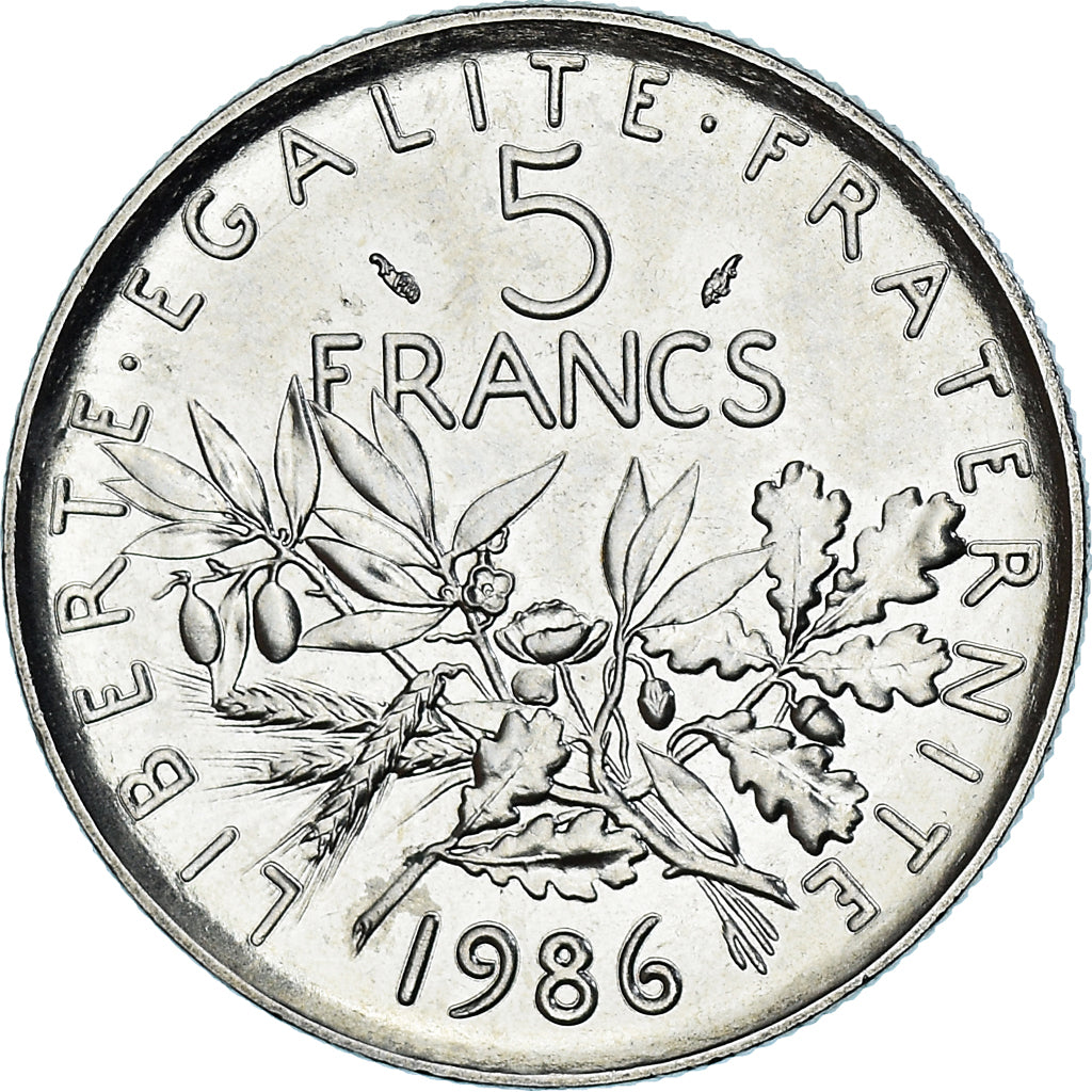 Moneta, Francia, Semeuse, 5 Francs, 1986, Paris, série FDC, FDC, Nichel