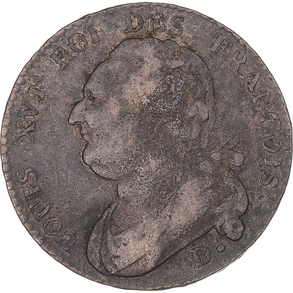 Münze, Frankreich, Louis XVI, 12 Deniers, AN 4/3, Dijon, Rare, S+, Bronze