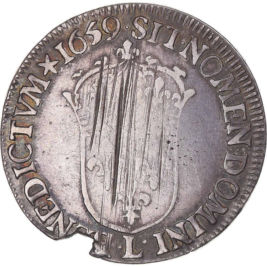 Munten, Frankrijk, Louis XIV, 1/2 Écu à la mèche longue,1659, Bayonne