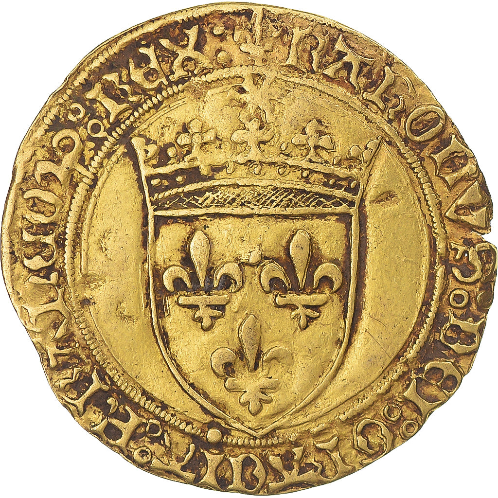 Moneta, Francja, Charles VIII, Écu d'or au soleil, 1483-1498, Rouen, EF(40-45)
