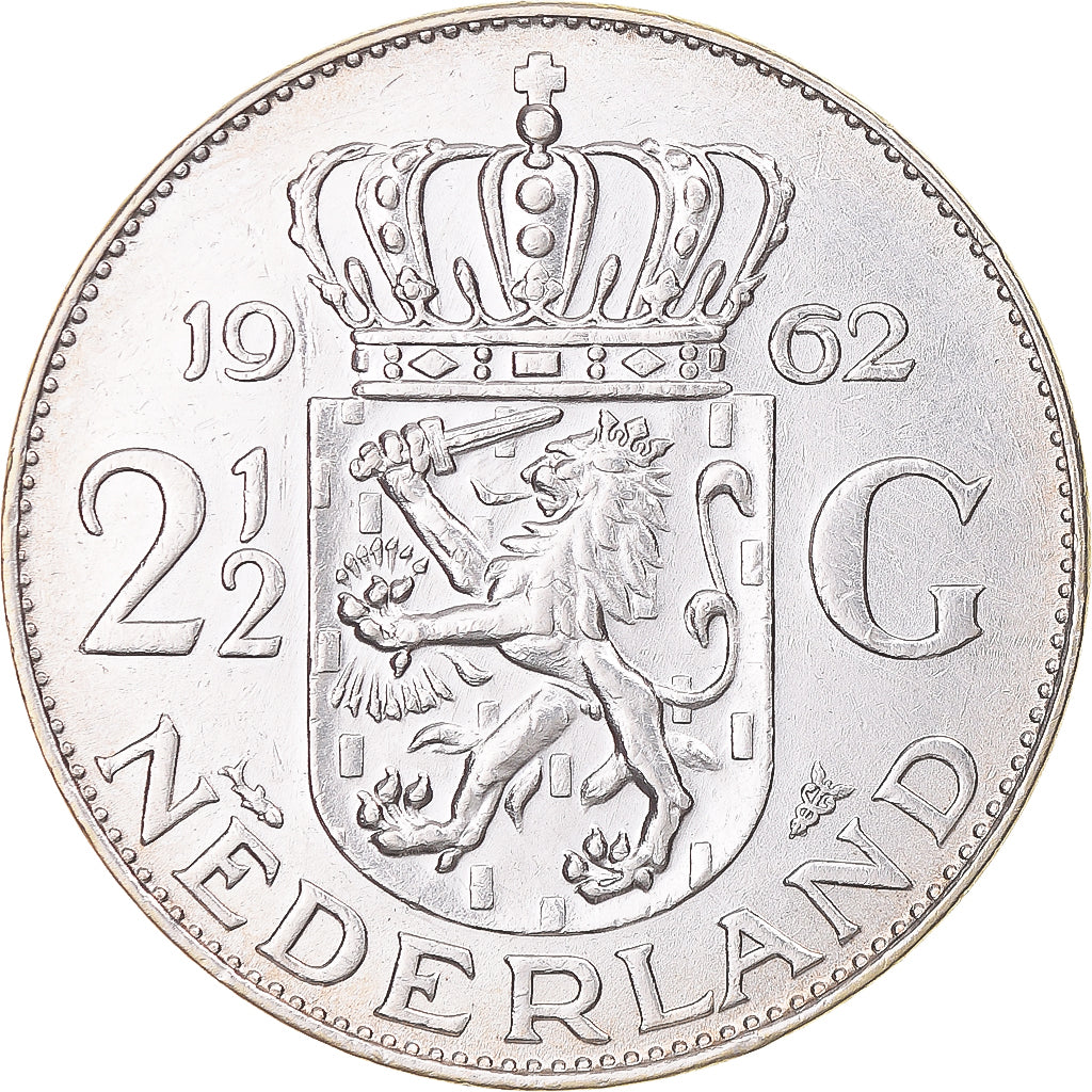 Moneta, Paesi Bassi, Juliana, 2-1/2 Gulden, 1962, SPL-, Argento, KM:185