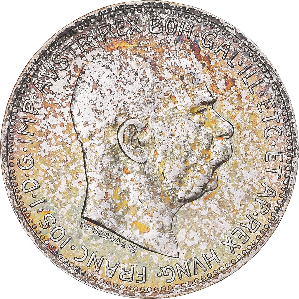 Munten, Oostenrijk, Franz Joseph I, Corona, 1915, ZF+, Zilver