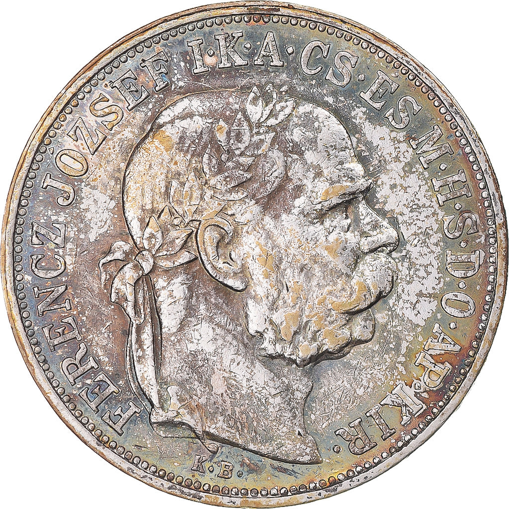 Moneta, Ungheria, Franz Joseph I, 5 Korona, 1909, Kormoczbanya, BB+, Argento