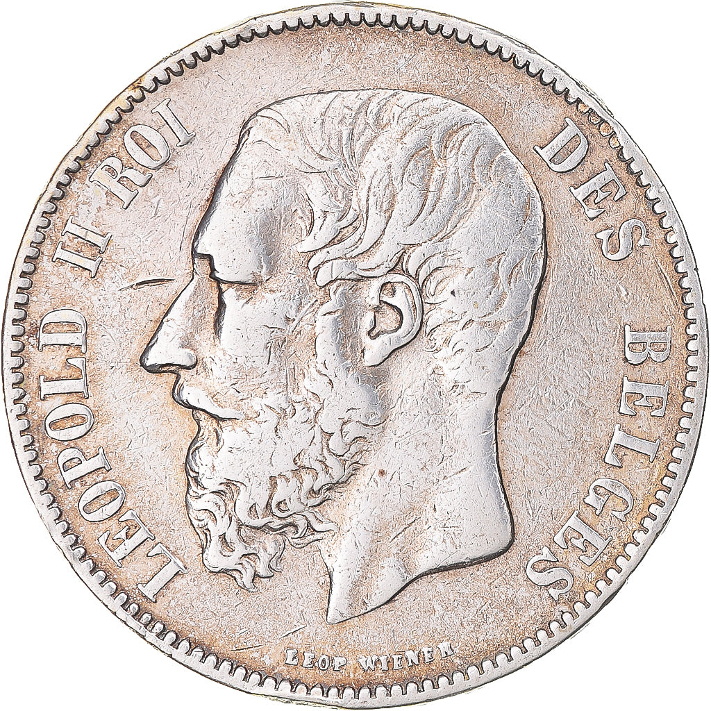 Coin, Belgium, Leopold II, 5 Francs, 5 Frank, 1876, VF(30-35), Silver, KM:24