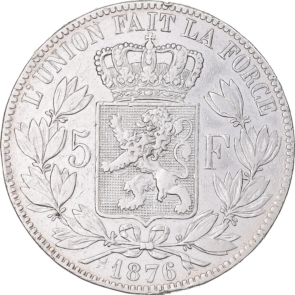 Coin, Belgium, Leopold II, 5 Francs, 5 Frank, 1876, VF(30-35), Silver, KM:24