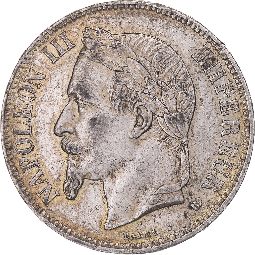 Moneta, Francia, Napoleon III, 5 Francs, 1868, Strasbourg, BB+, Argento