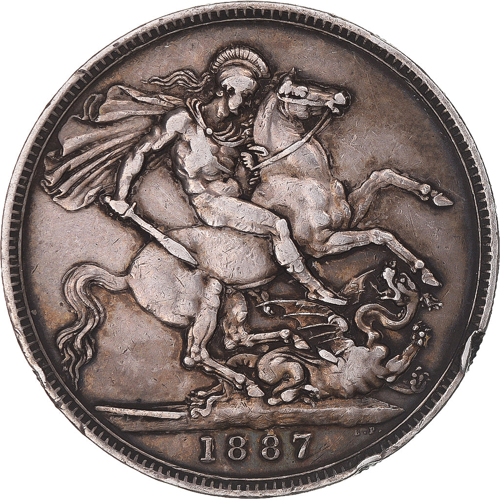 Coin, Great Britain, Victoria, Crown, 1887, EF(40-45), Silver, KM:765