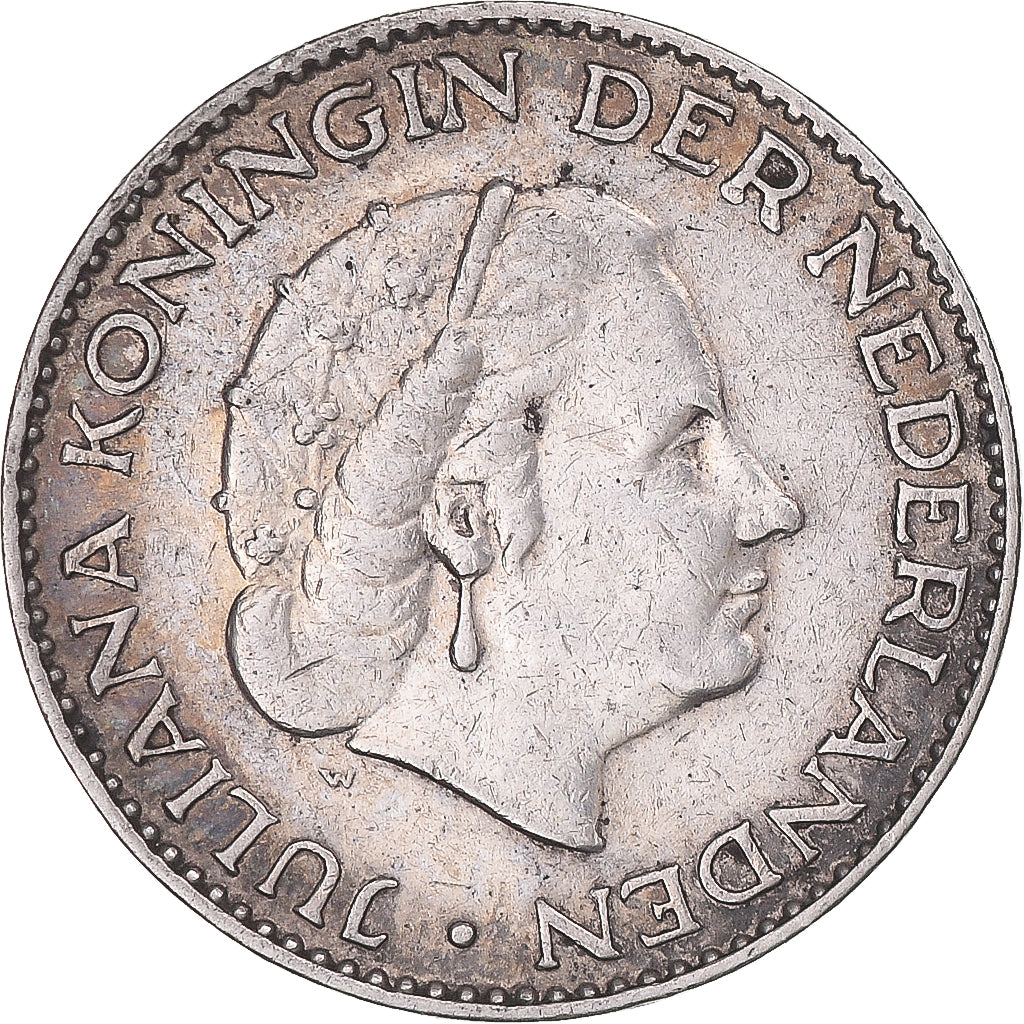 Coin, Netherlands, Juliana, Gulden, 1956, EF(40-45), Silver, KM:184