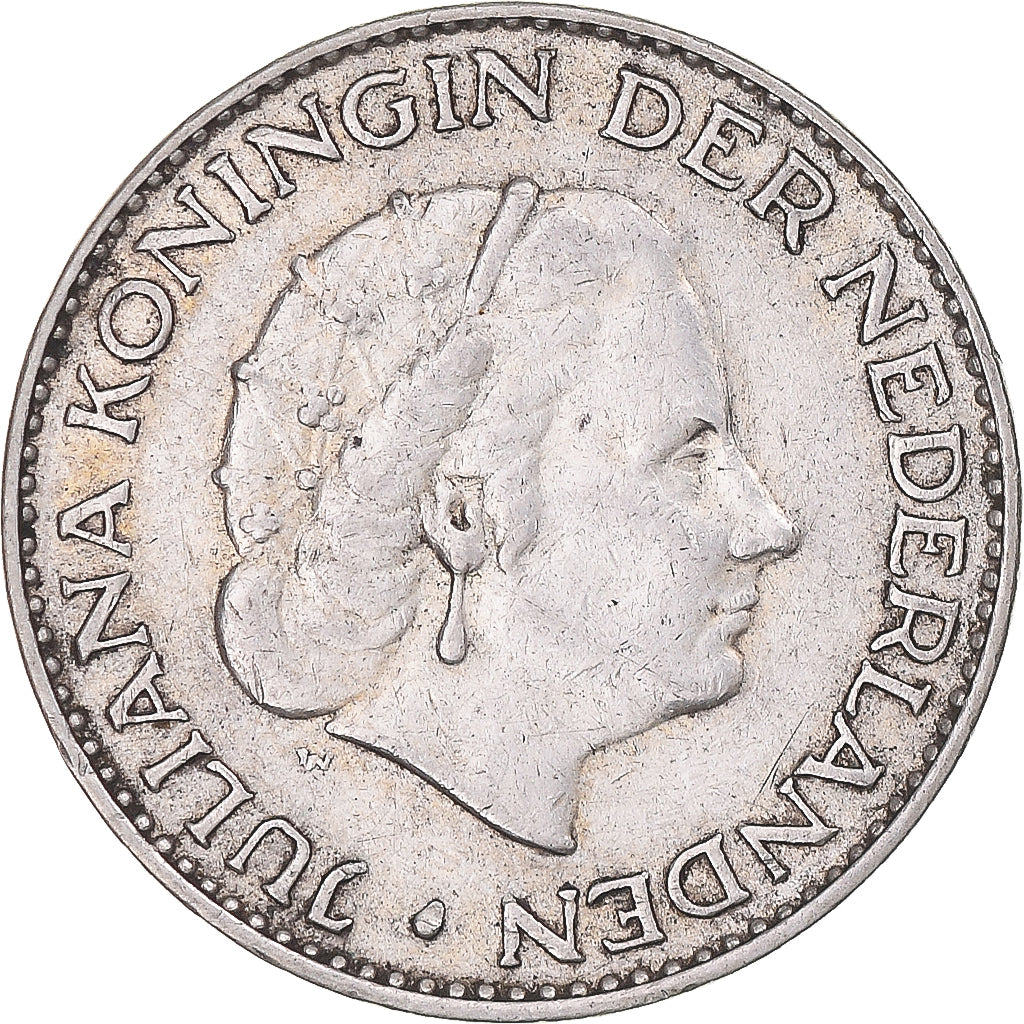 Coin, Netherlands, Juliana, Gulden, 1958, EF(40-45), Silver, KM:184