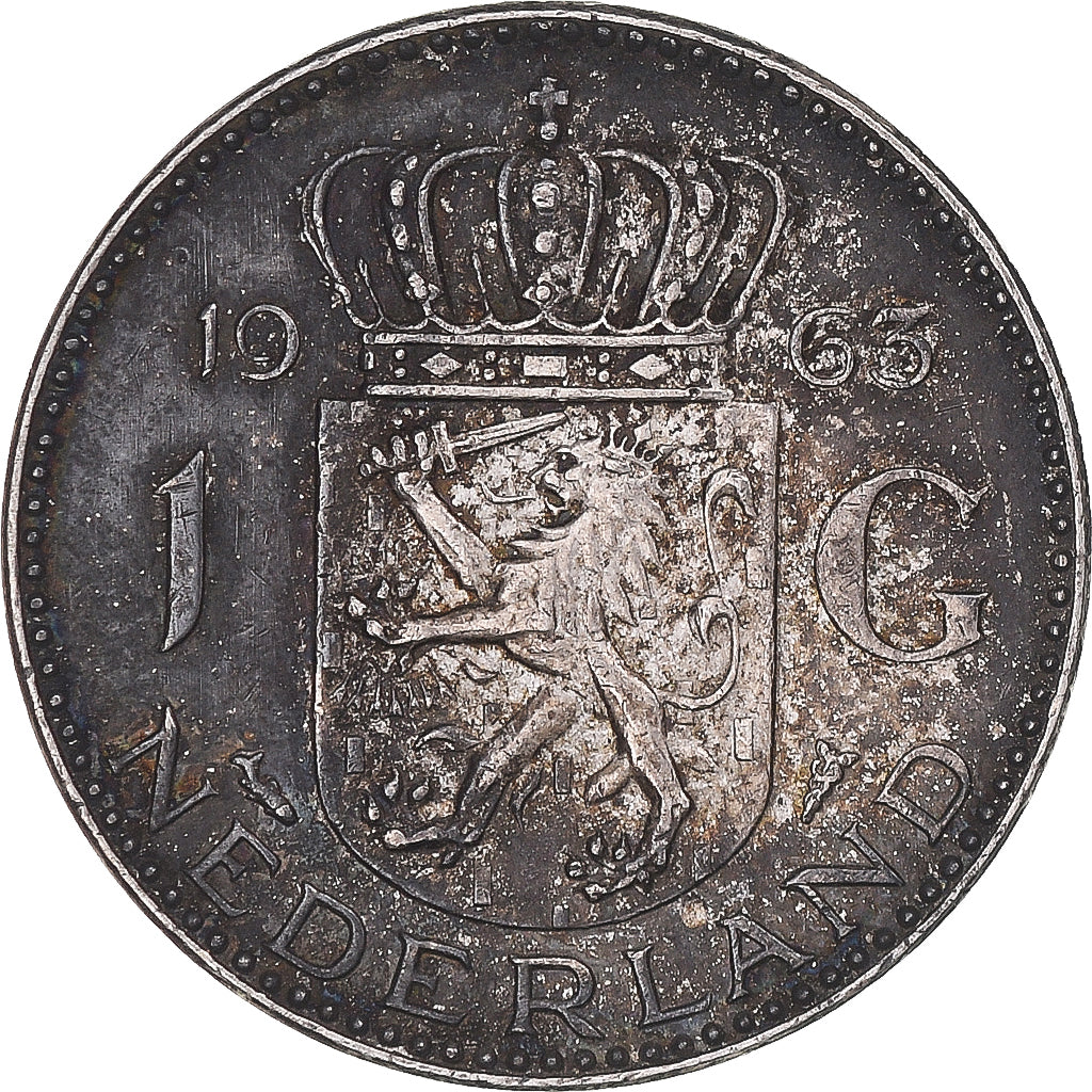 Coin, Netherlands, Juliana, Gulden, 1963, EF(40-45), Silver, KM:184