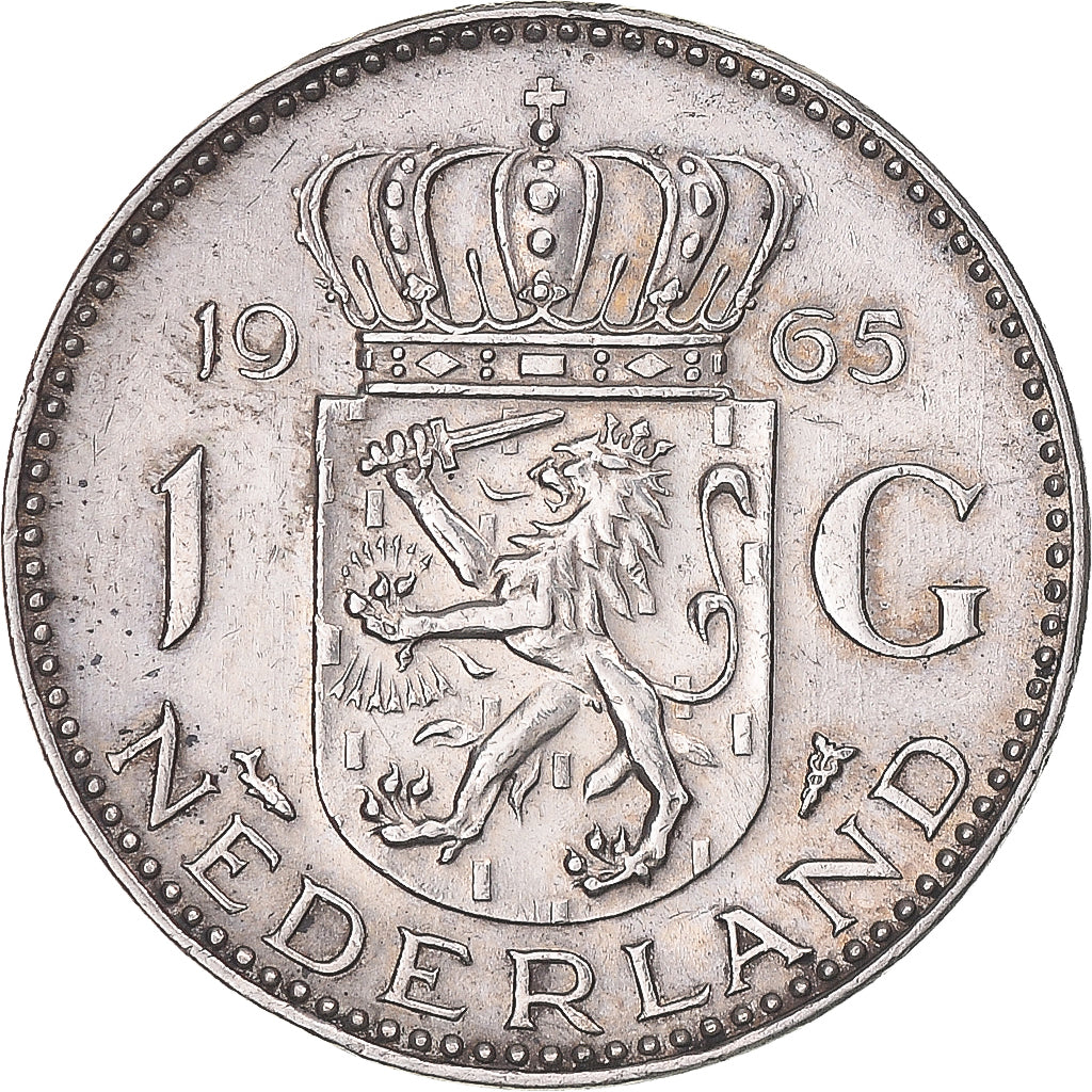 Coin, Netherlands, Juliana, Gulden, 1965, EF(40-45), Silver, KM:184