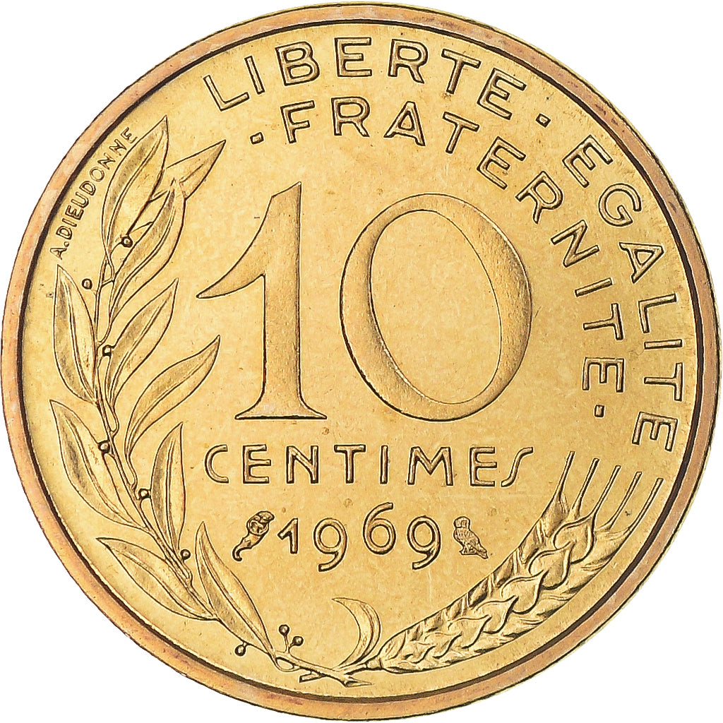 Moneta, Francia, Marianne, 10 Centimes, 1969, Paris, FDC, Alluminio-bronzo