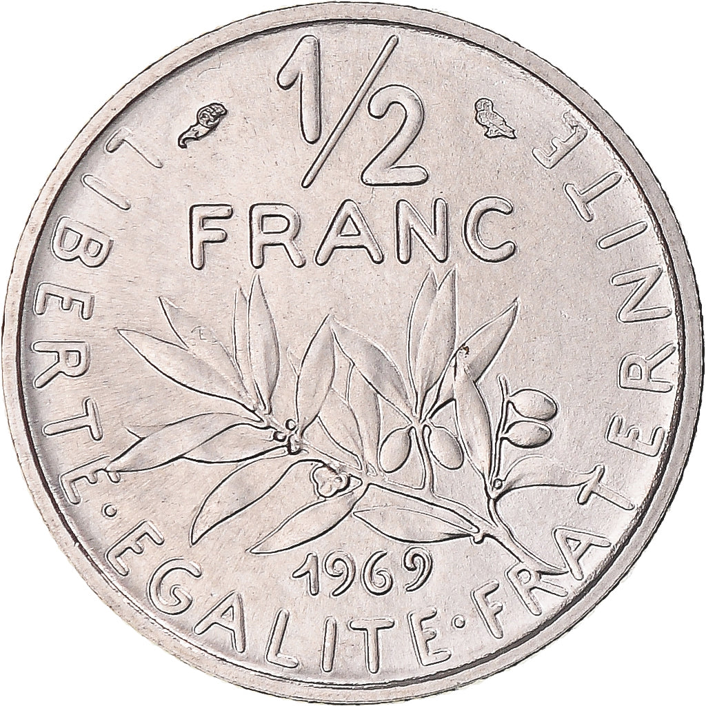 Coin, France, Semeuse, 1/2 Franc, 1969, Paris, MS(65-70), Nickel, KM:931.1