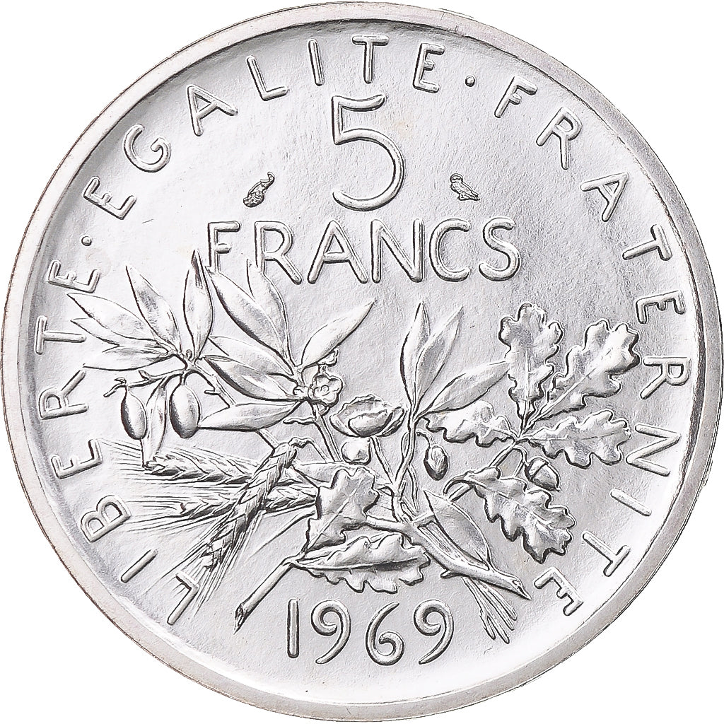 Coin, France, Semeuse, 5 Francs, 1969, MS(65-70), Silver, KM:926, Gadoury:770