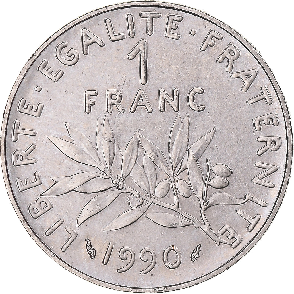 Moneta, Francja, Semeuse, Franc, 1990, Paris, MS(60-62), Nikiel, KM:925.1
