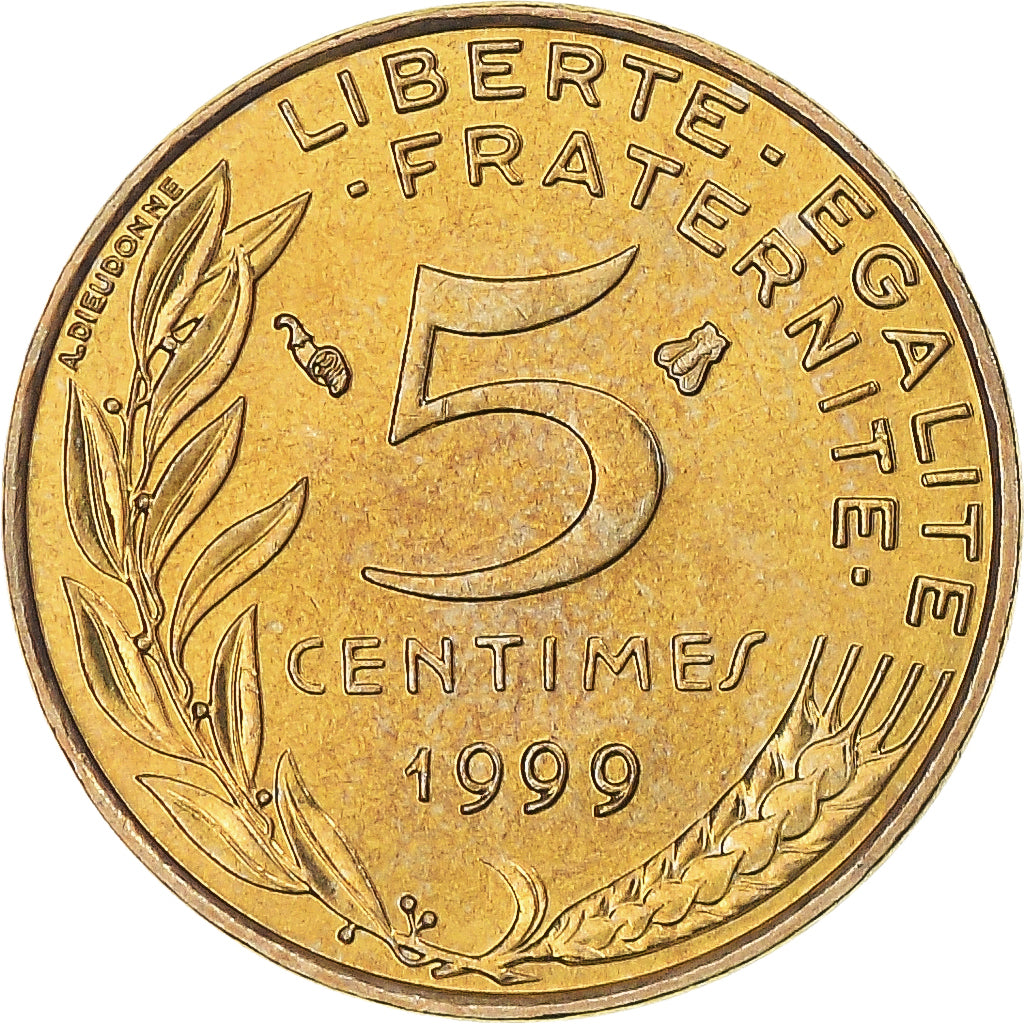 Coin, France, Marianne, 5 Centimes, 1999, Paris, MS(65-70), Aluminum-Bronze