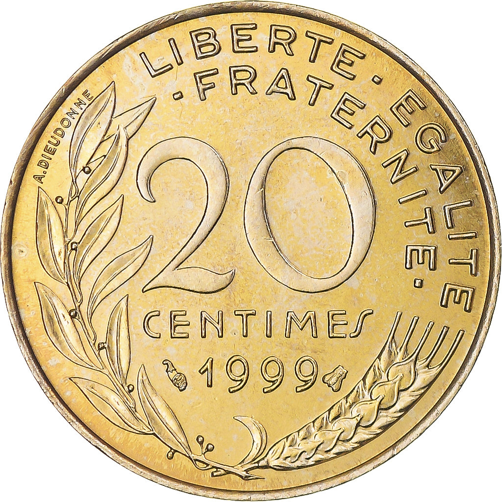 Münze, Frankreich, Marianne, 20 Centimes, 1999, Paris, STGL, Aluminum-Bronze