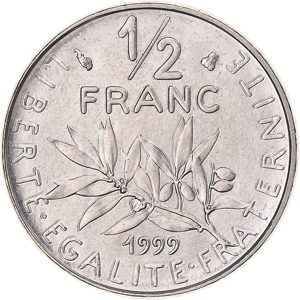 Moneta, Francja, Semeuse, 1/2 Franc, 1999, Paris, MS(65-70), Nikiel, KM:931.1