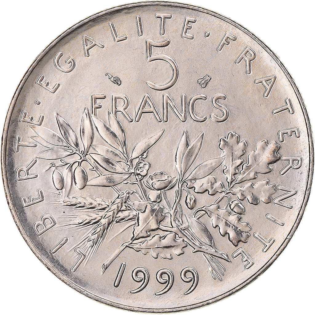Coin, France, Semeuse, 5 Francs, 1999, Paris, MS(65-70), Nickel Clad