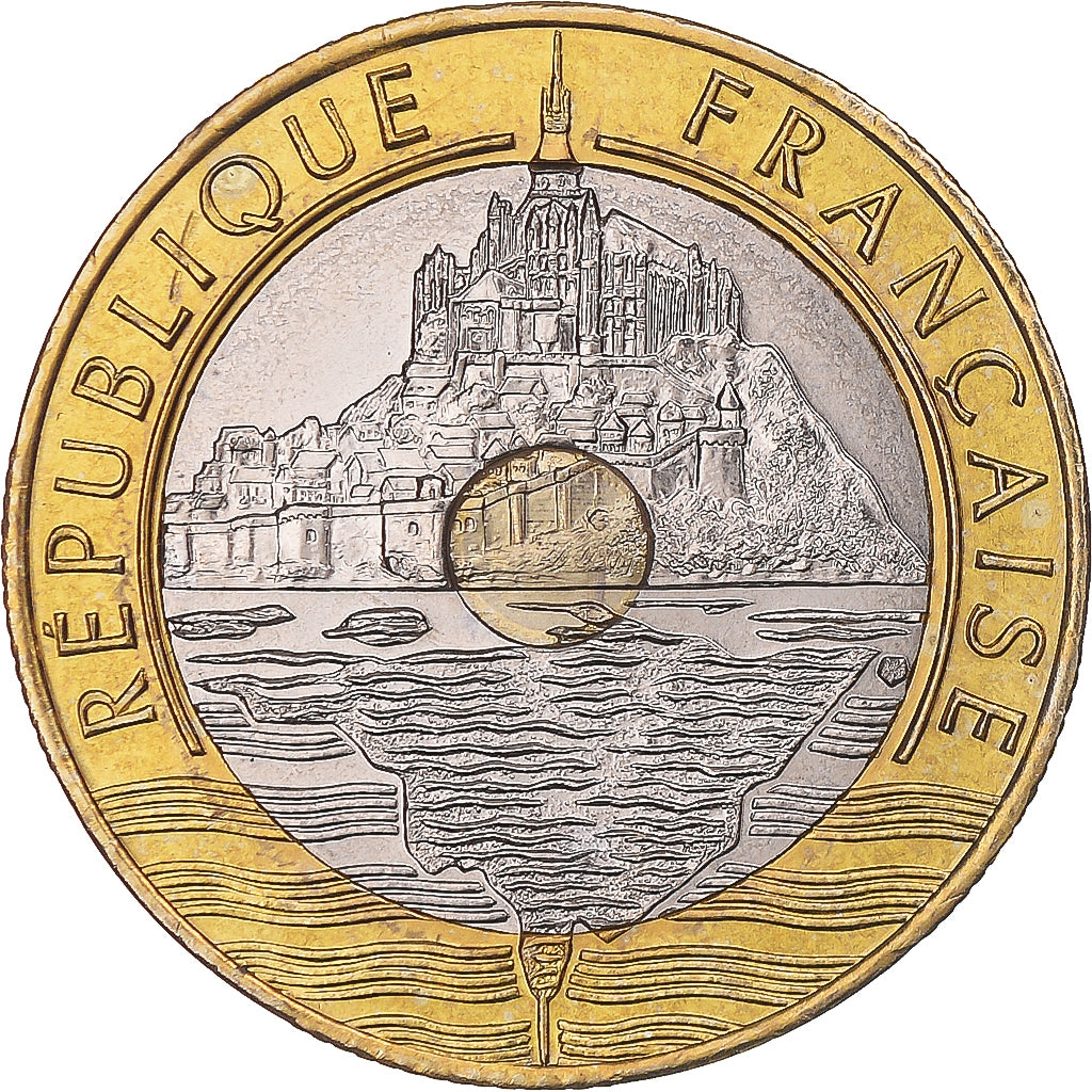 Moeda, França, Mont Saint Michel, 20 Francs, 1999, MS(65-70), Trimetálico