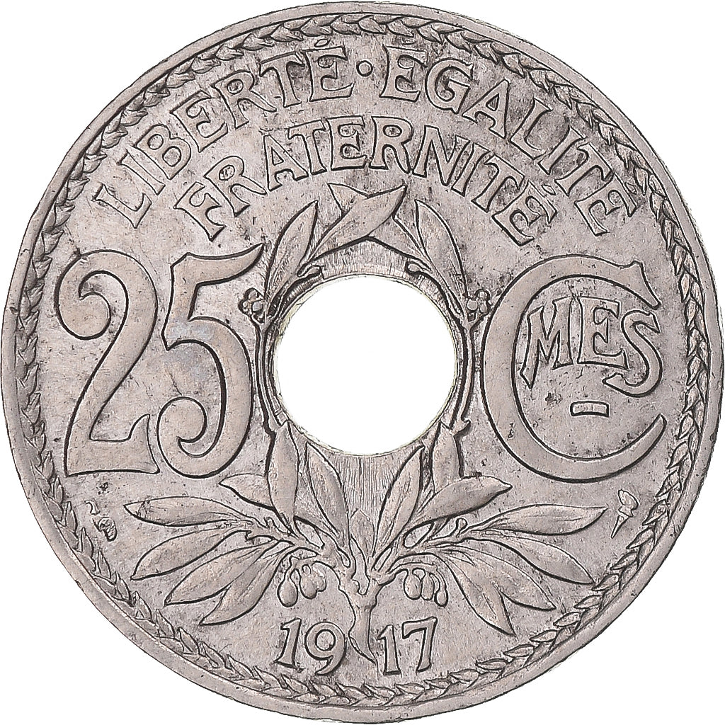 Moneda, Francia, Lindauer, 25 Centimes, 1917, Paris, Rare, EBC, Níquel, KM:867