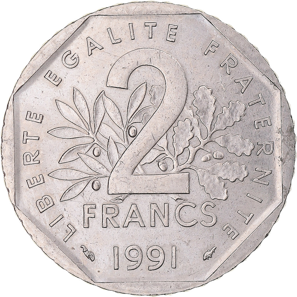 Moneta, Francia, Semeuse, 2 Francs, 1991, Paris, Very rare, SPL, Nichel